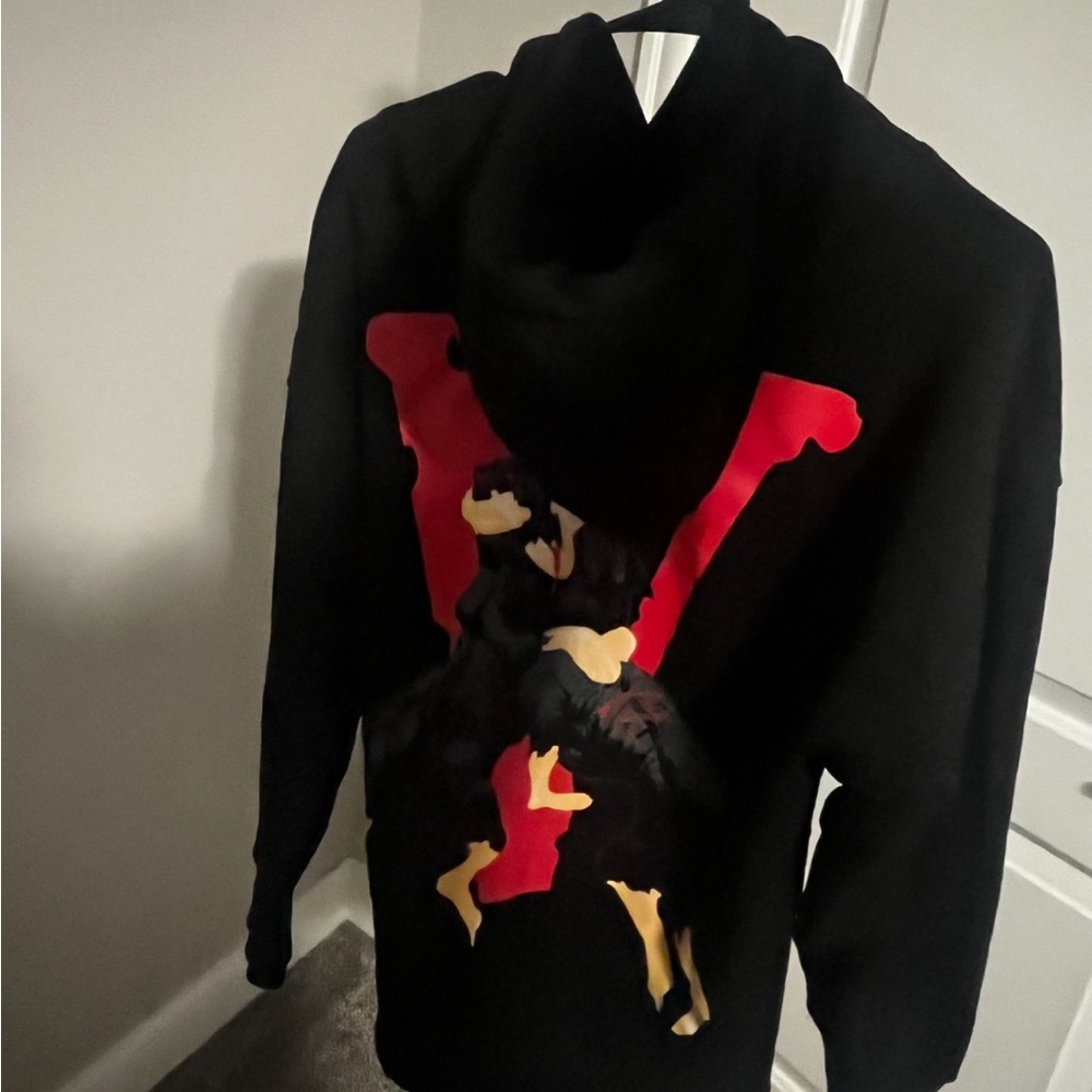 VLONE Black Hoodie with Red and Gold Graphic